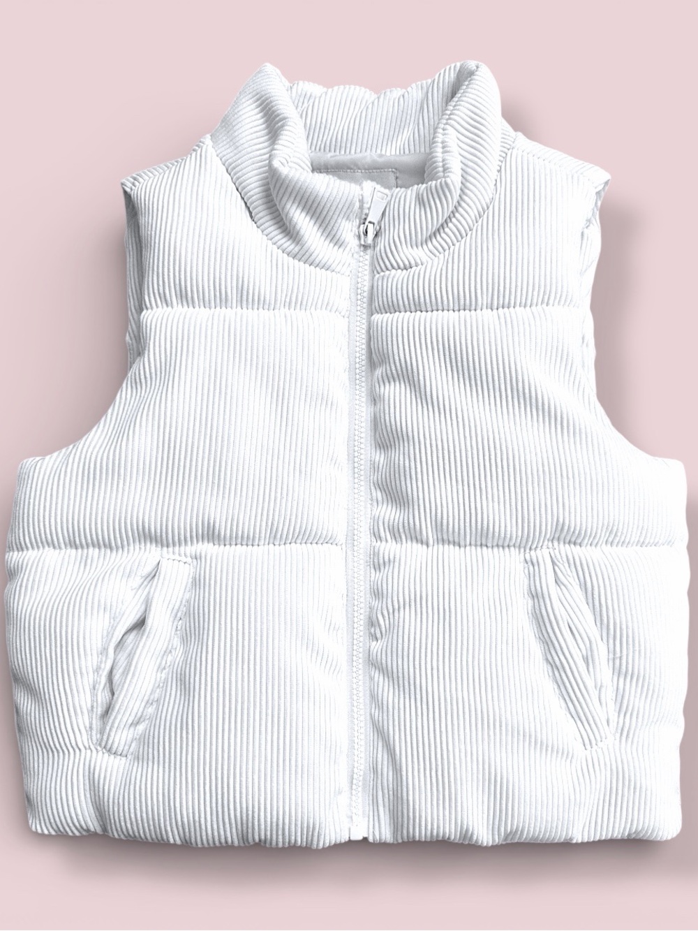 RSQ Girls White Corduroy Puffer Vest Size L